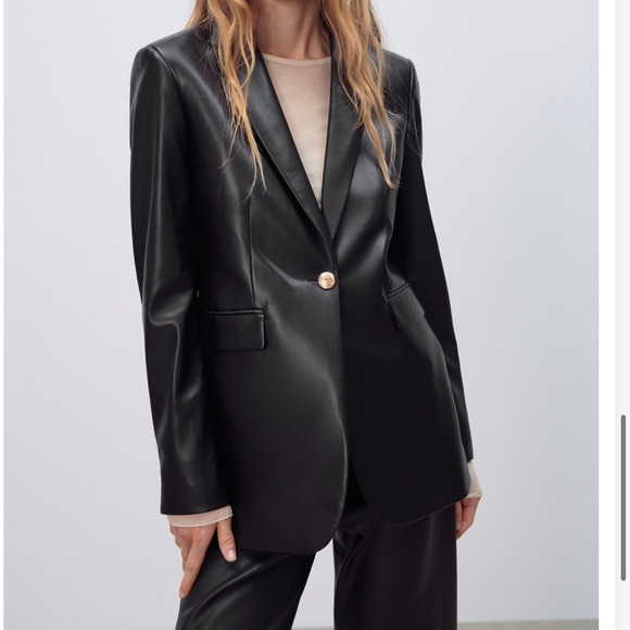 ZARA Leather Blazer - Picture 3 of 16